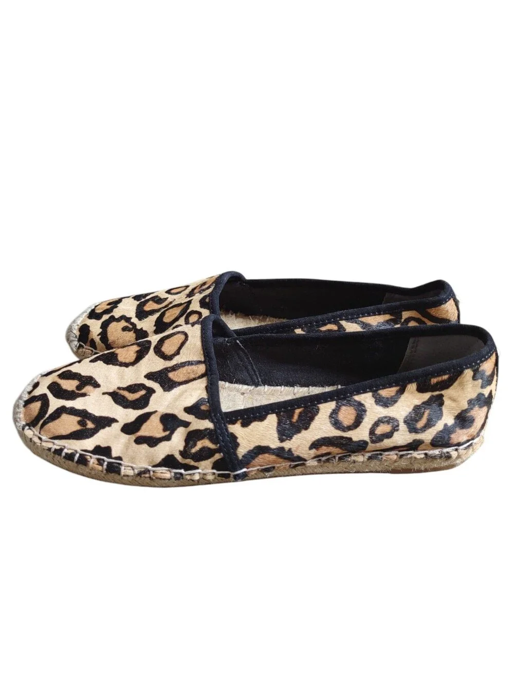Sam Edelman Size 8 Lynn Leopard Cow Fur Flat Espadrille Shoes